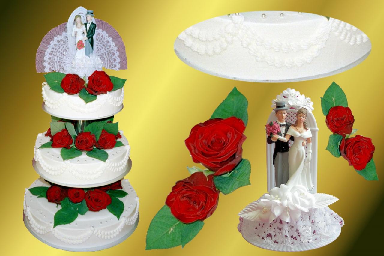 H.E.18 Etagen- Hochzeitstorte mit echten Rosen